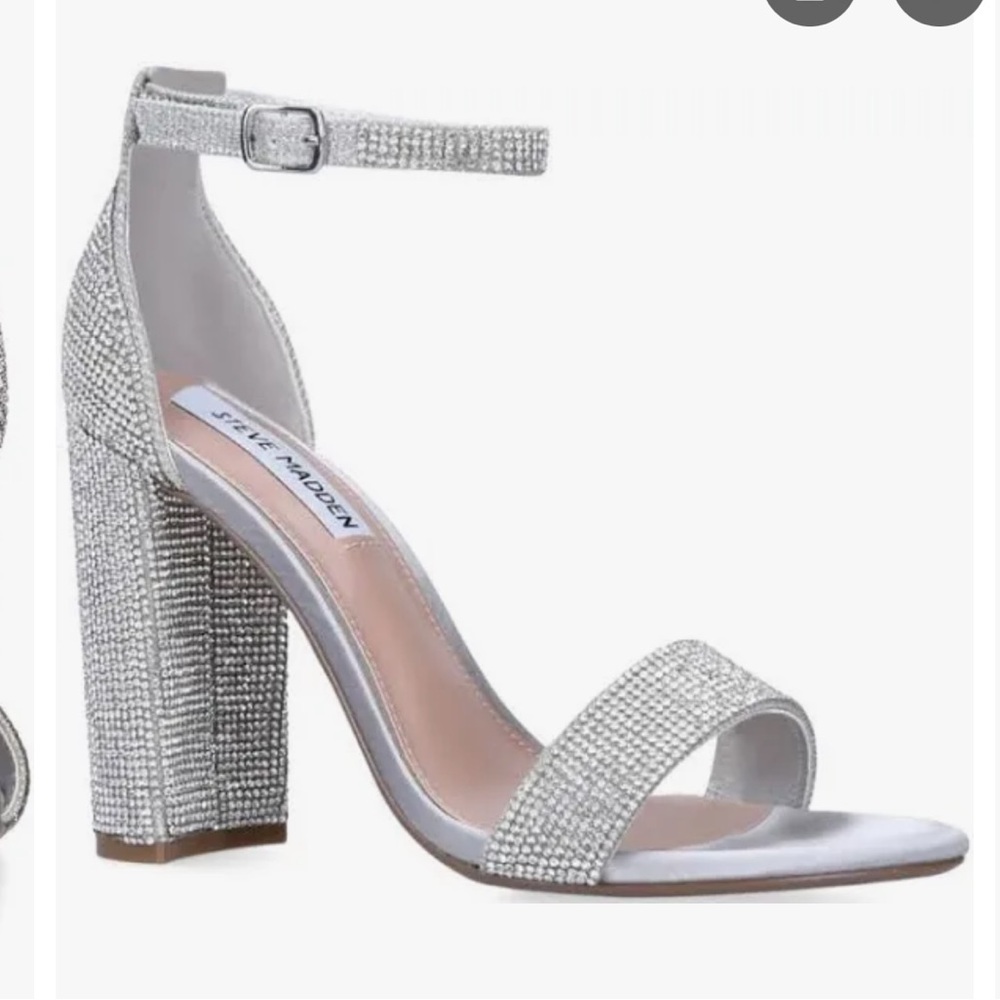 Steve Madden Carrson Rhinestone Silver Diamond Studded Women's Heels